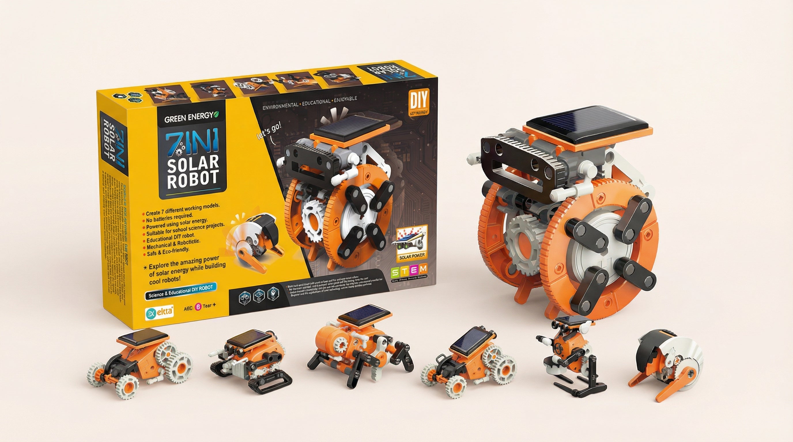 7-in-1 Solar Robot DIY Kit | STEM Educational Toy for Kids (8+ Years)