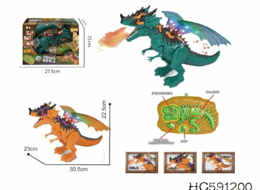 R/C Walking Dinosaur Toy with Smoke, Sound & LED Lights (Interactive Smart Toy for Kids 5–12 Years)